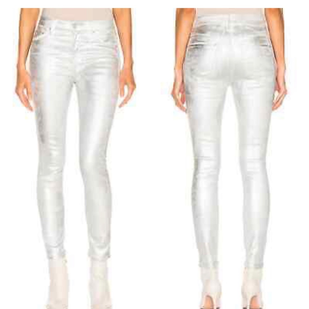 NWT Mother High Wasted skinny ankle coated jeans in Silver Linings. Size 29